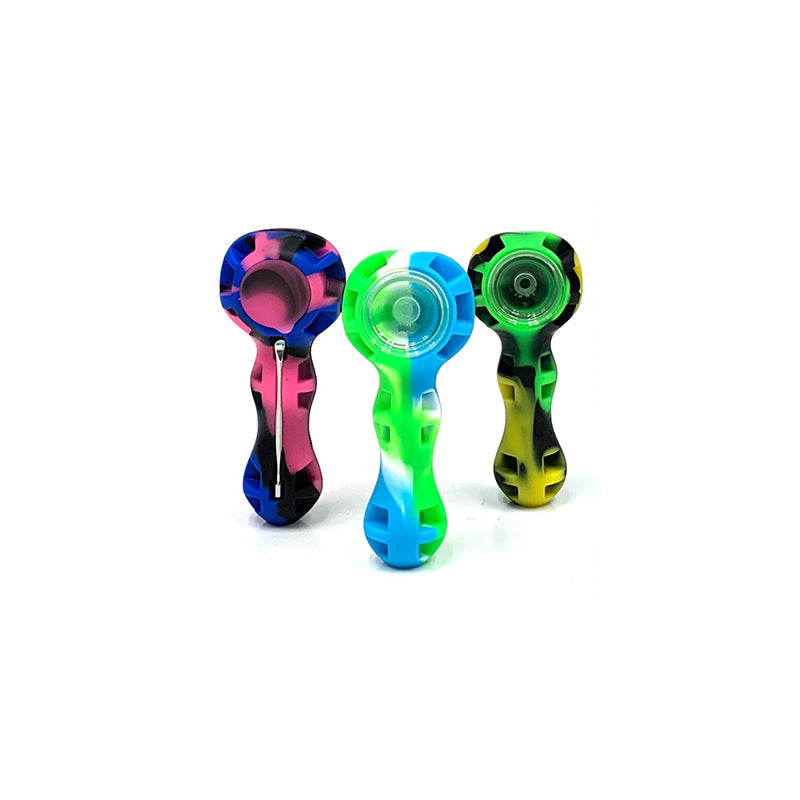 4" honey comb colored dabbler silicone hand pipe