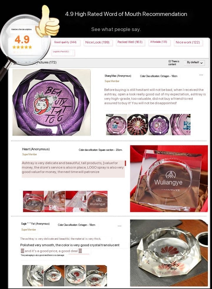 12mm k9 crystal ash tray home use