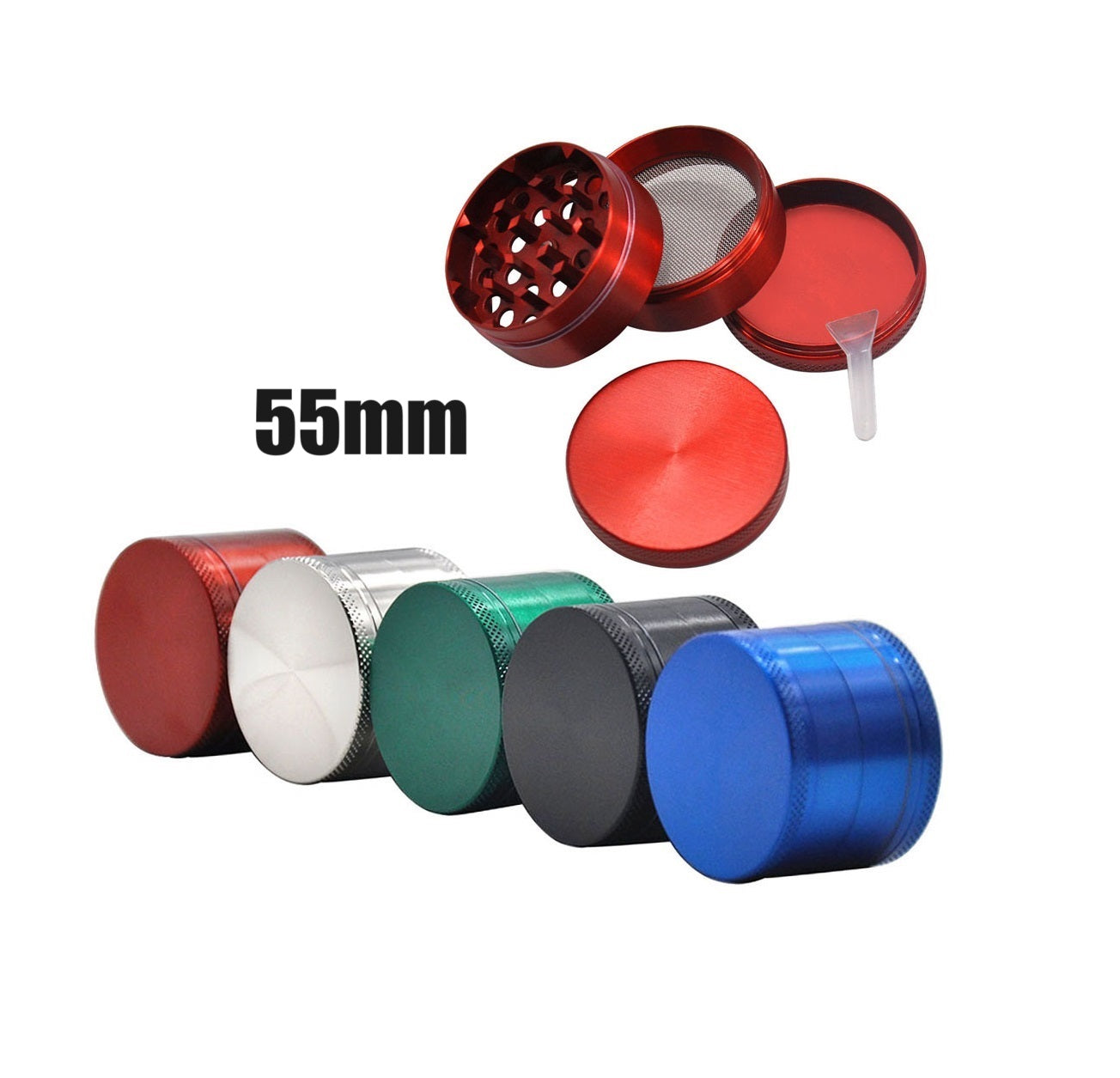 55mm 4layers zinc alloy grinder with diamond gearl grinding