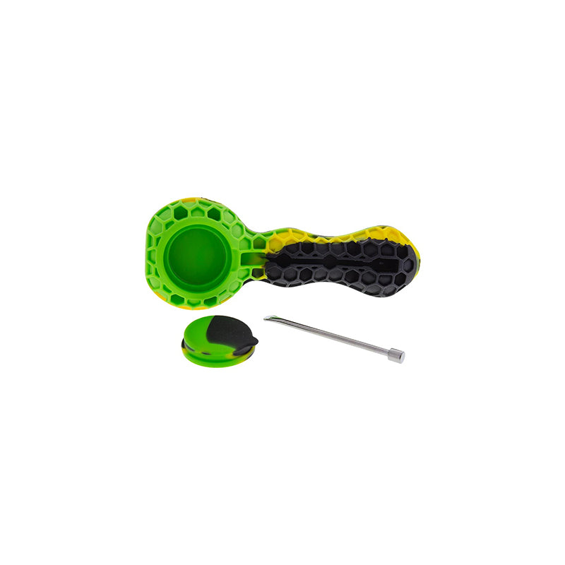 4" honey comb colored dabbler silicone hand pipe
